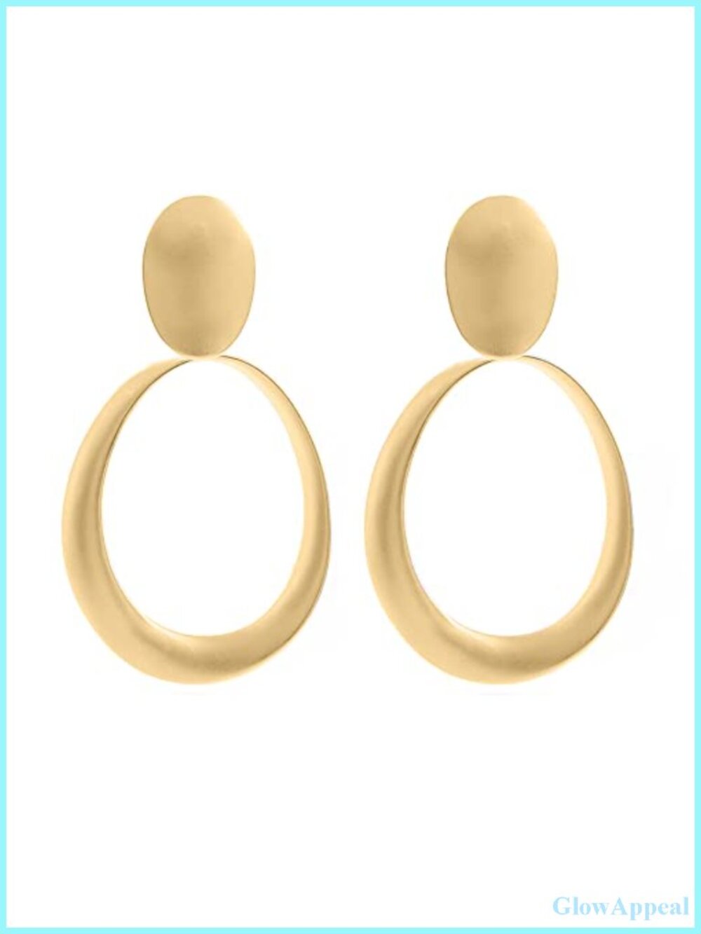 Matte Gold Big Hoop Clip On Earrings for Women Disc Dangle Hypoallergenic